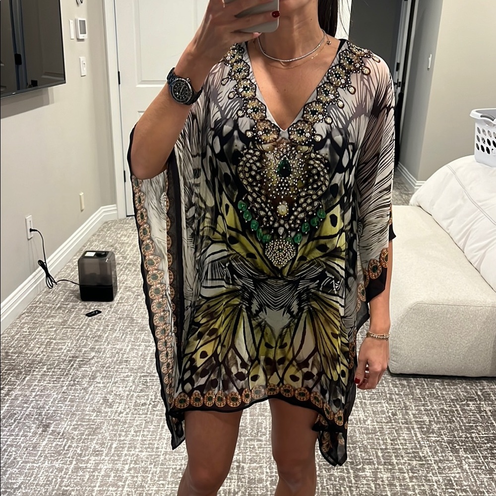 Rhinestone Butterfly Print Kaftan